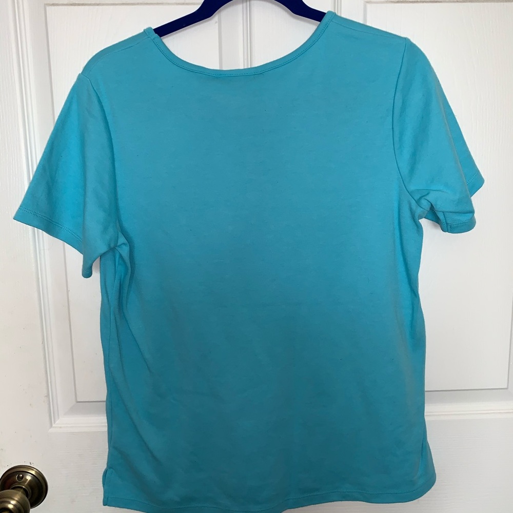 Quacker Factory small turquoise  T-shirt - Picture 3 of 6